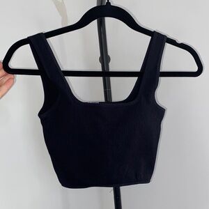 Mono B Black Ribbed Tank Top
